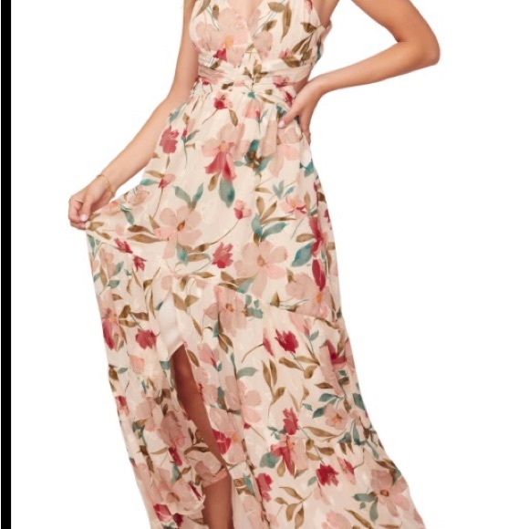 ASTR the label Women's Sleeveless Surplice V Neck Frolic Faux Wrap Maxi Dress - Picture 3 of 8